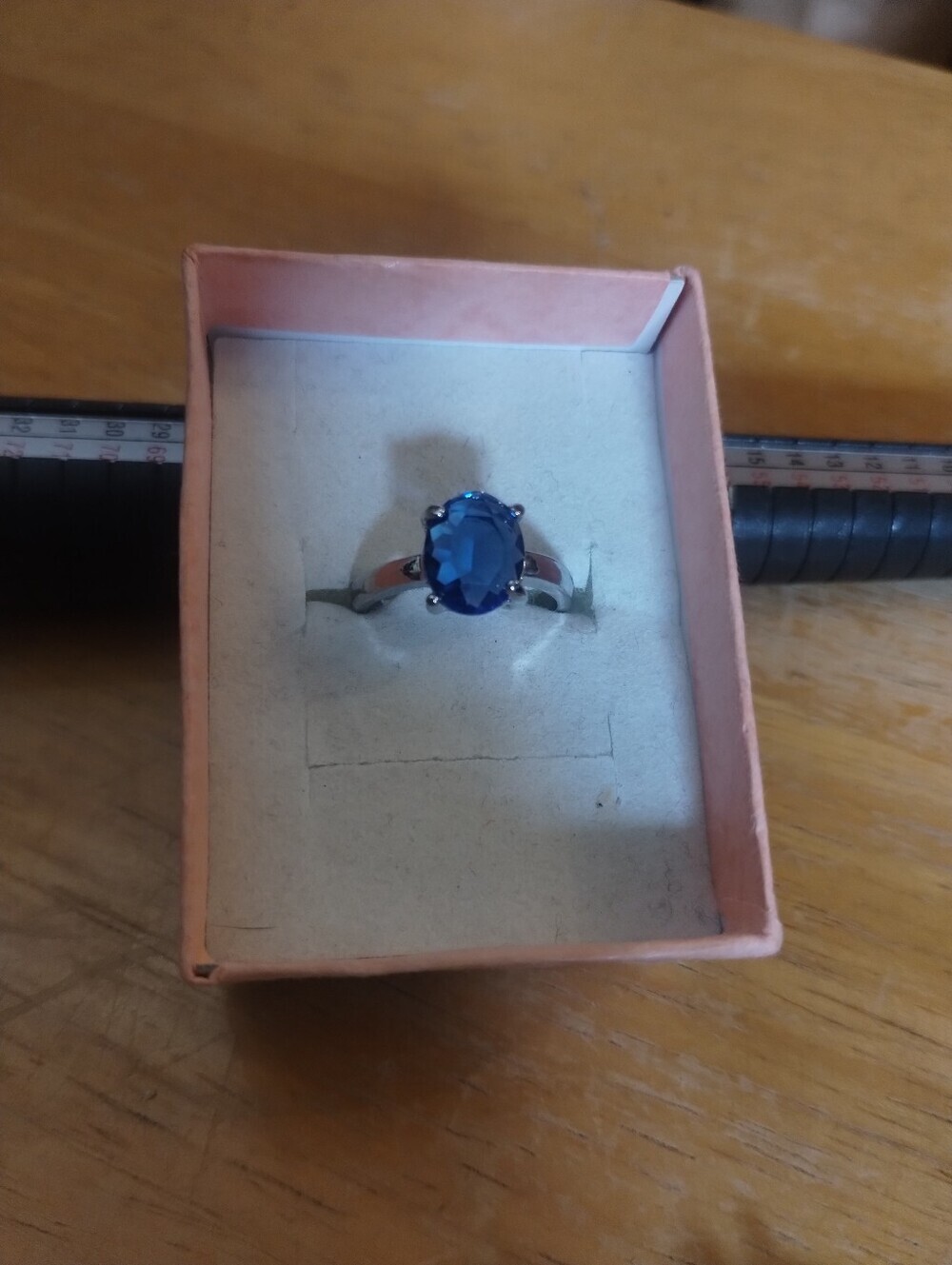 New Blue Oval Statement Ring Size 6.25 Silver Tone Cocktail Costume Jewelry